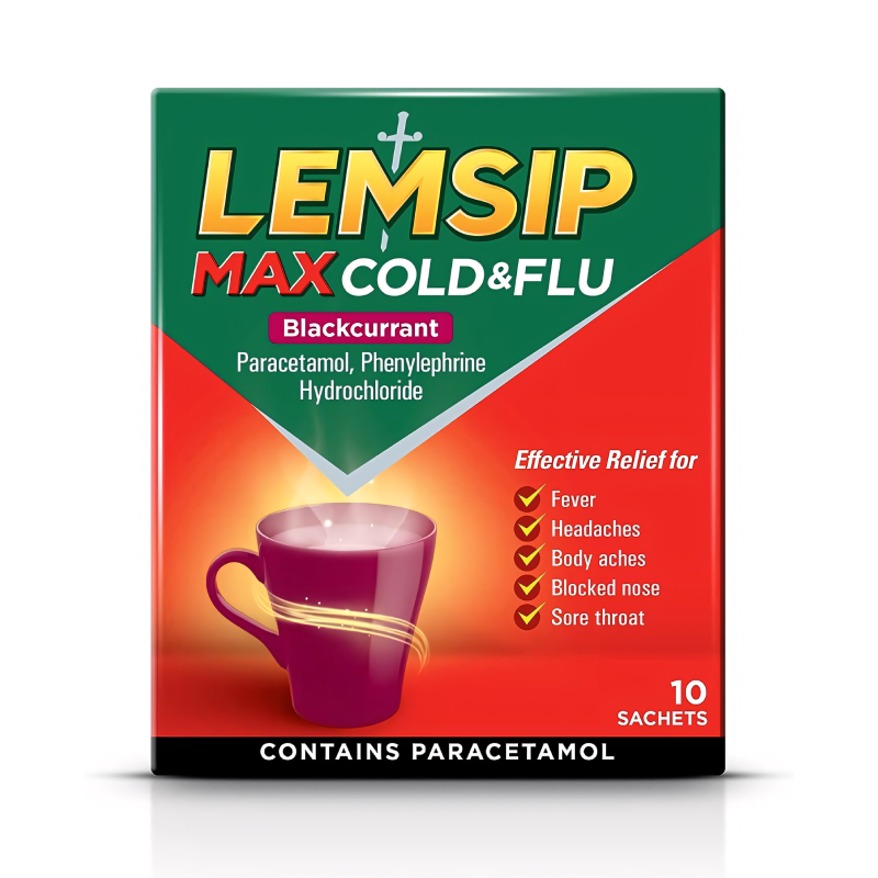 Lemsip Max Cold & Flu Blackcurrant Sachets