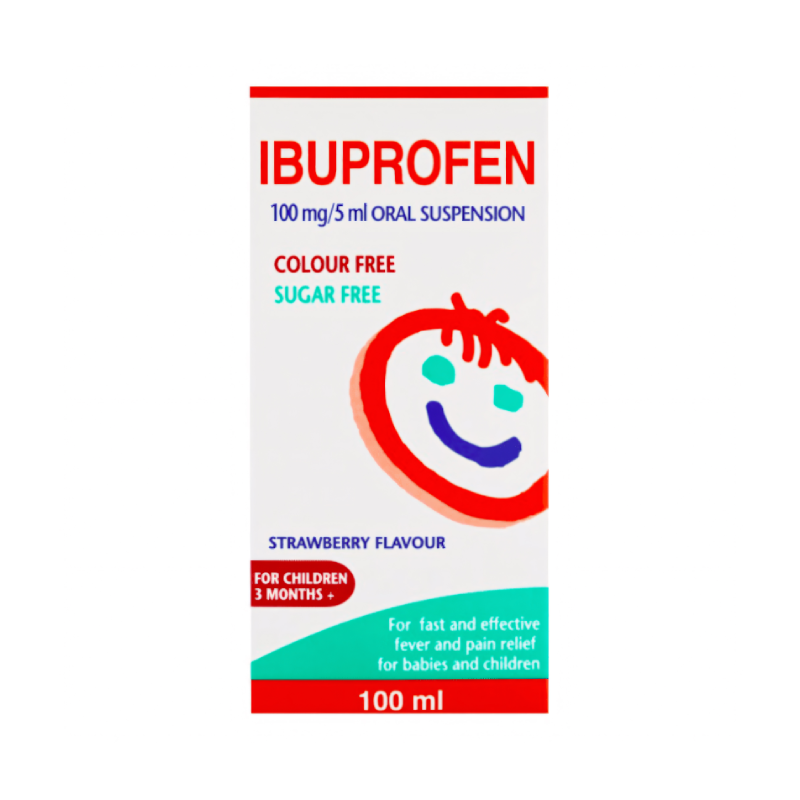 Ibuprofen Sugar Free Suspension 100mg/5ml Children's 3 months+ 100ml
